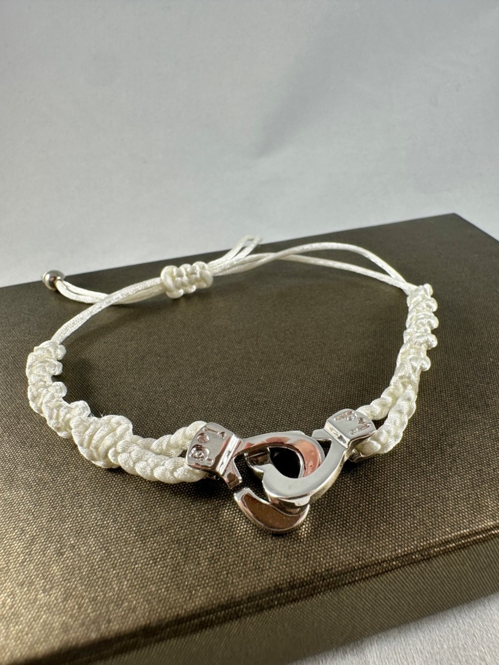 Igal Dahan Cuffs of Love White Cord Crystal Handcuff Bracelet